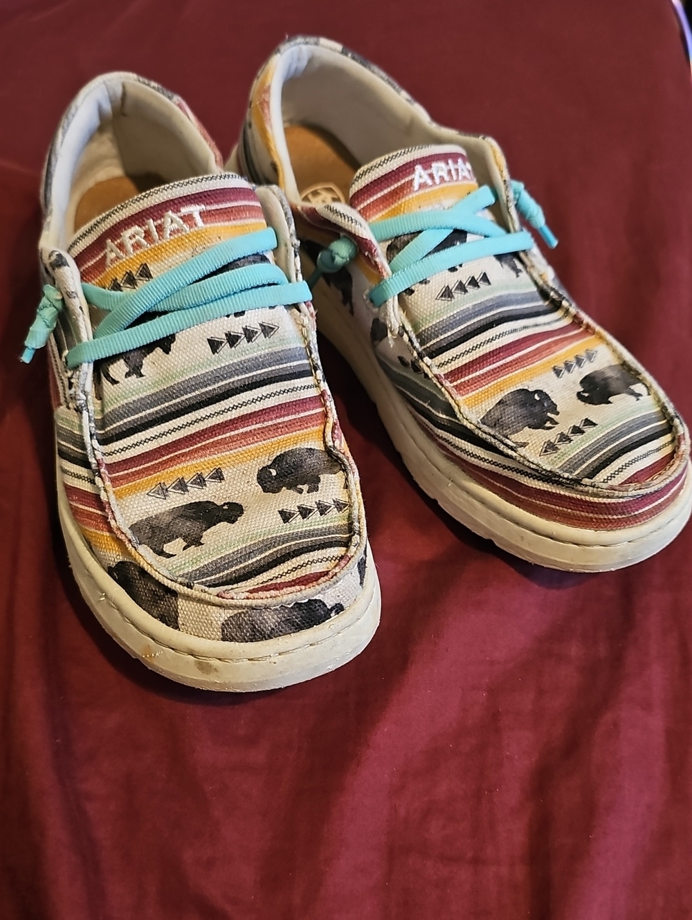 Ariat Women's Multicolor Stripe & Bison Sneakers with Turquoise Laces